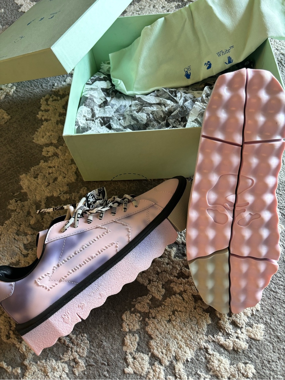Off-White Pink and Black Platform Sneakers